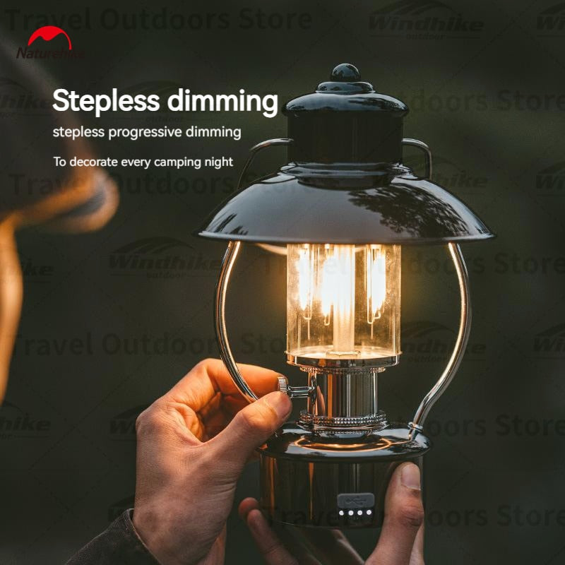 Naturehike Retro Style LED Camping Lantern Light 270 Lumens USB Rechargeable IPX4 Waterproof up to 300h 18650 6000mAh Battery Outdoor Lighting Lamp