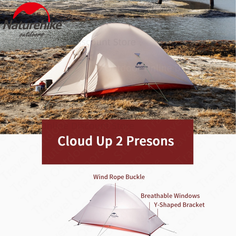 Naturehike Cloud Up Series 1 2 3 Person Portable Ultralight Weight Outdoor Camping Hiking Cycling Waterproof 3 Season Camp Tent in 210T 20D Upgraded