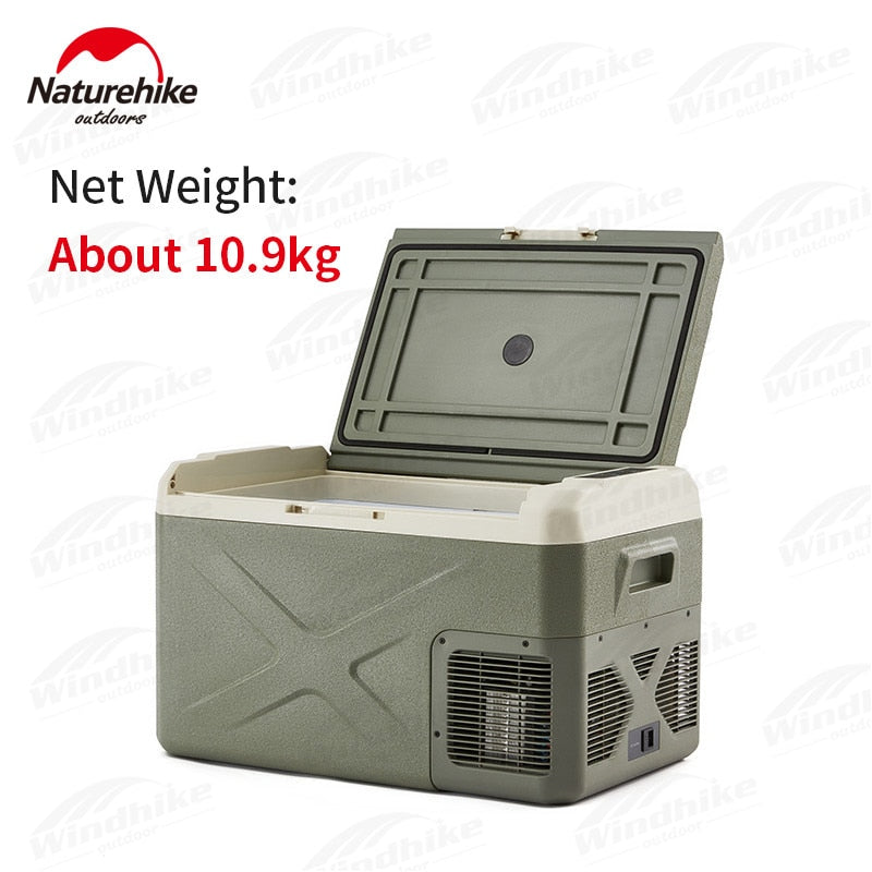 Naturehike Outdoor Car Refrigerator Portable 30L Camping Ice Box Large Capacity Compressor Cooling Fridge Freezer Silent 12V 24V DC or 220V AC 60W Cooler