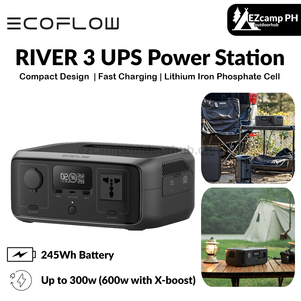 Ecoflow River 3 245 UPS Power Station Portable Lightweight Compact Fast Charging Power Supply High Powered Energy Storage Battery Camping Outdoor Travel Eco Flow