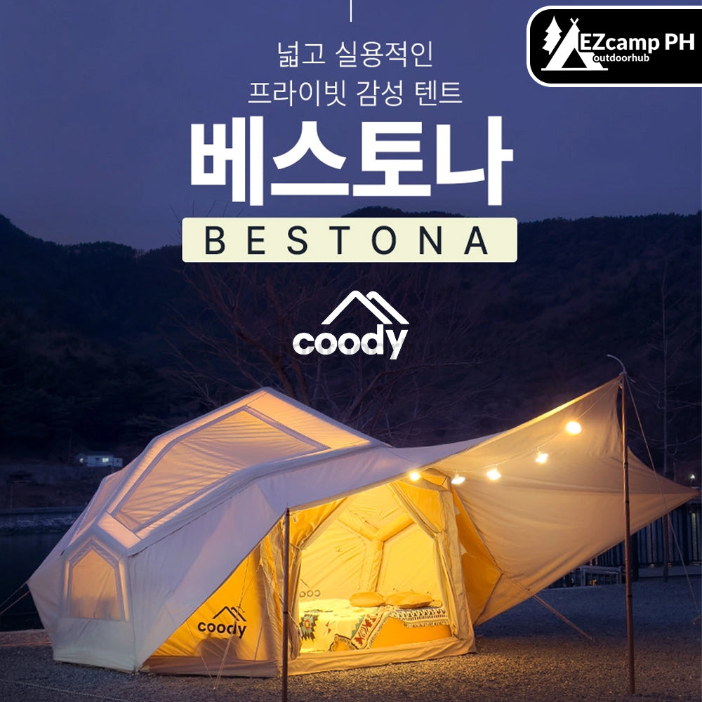 Coody BESTONA AIR Premium Dome Shell Spherical Large Space Air Inflatable Tent Heightened Enlarged All Season Tent Black Beige Army Green