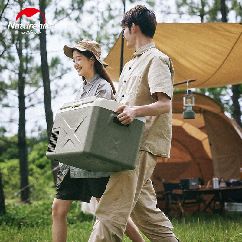 Naturehike Outdoor Car Refrigerator Portable 30L Camping Ice Box Large Capacity Compressor Cooling Fridge Freezer Silent 12V 24V DC or 220V AC 60W Cooler
