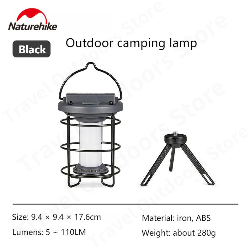 Naturehike Outdoor Camping LED Lantern Stepless Dimming Atmosphere Light Ambient Lighting Portable Hanging Tent Lamp IPX4 Waterproof USB Charging With Tripod Nature Hike