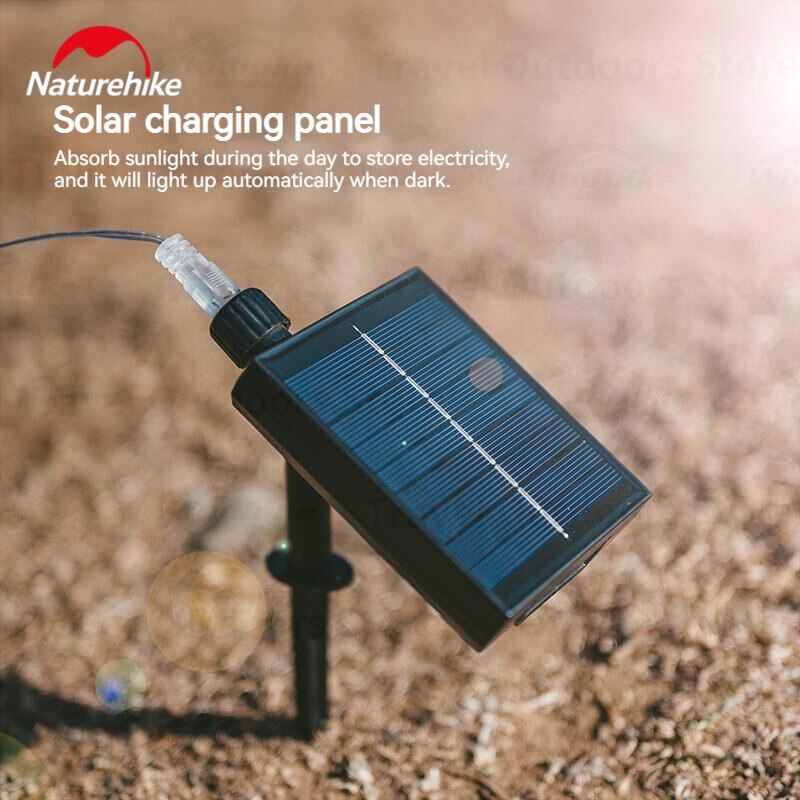 Naturehike Solar String LED Lights 100 Lamp Ball 20m Wire Length Solar USB Charging Battery Waterproof Atmosphere Ambient Lighting with Remote Control