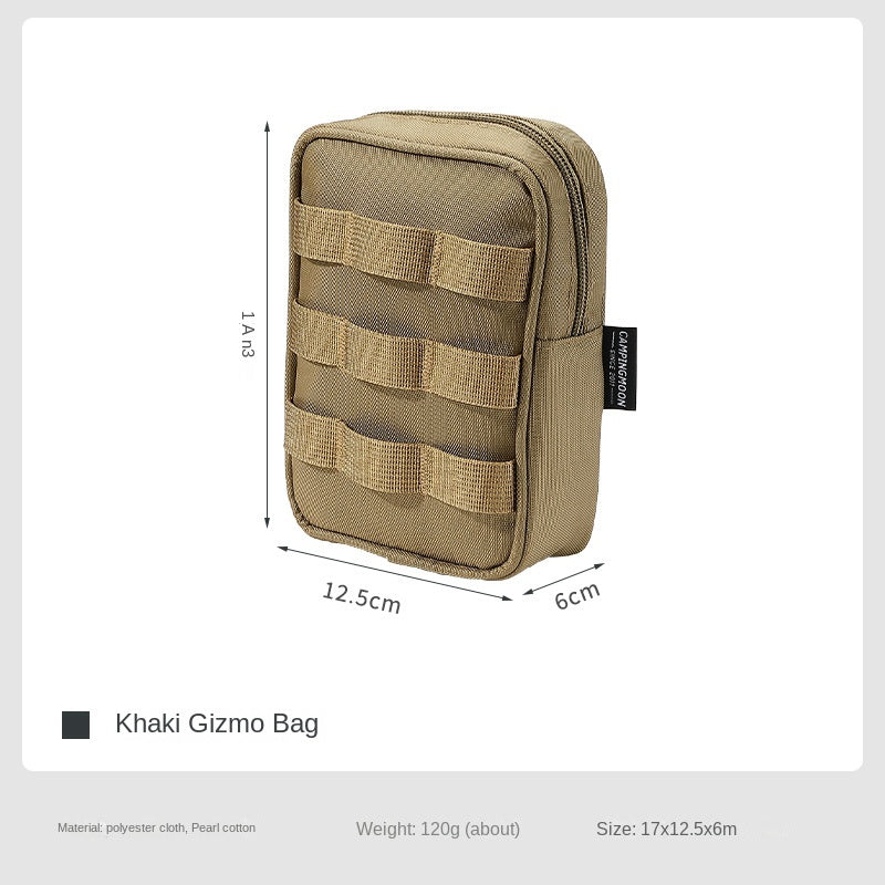 Campingmoon BK-15/40 Tactical Storage Bag Portable Outdoor Camping Equipment Tools Double Layer Storage Peg Stakes Hammer Rope Organizer Black Khaki