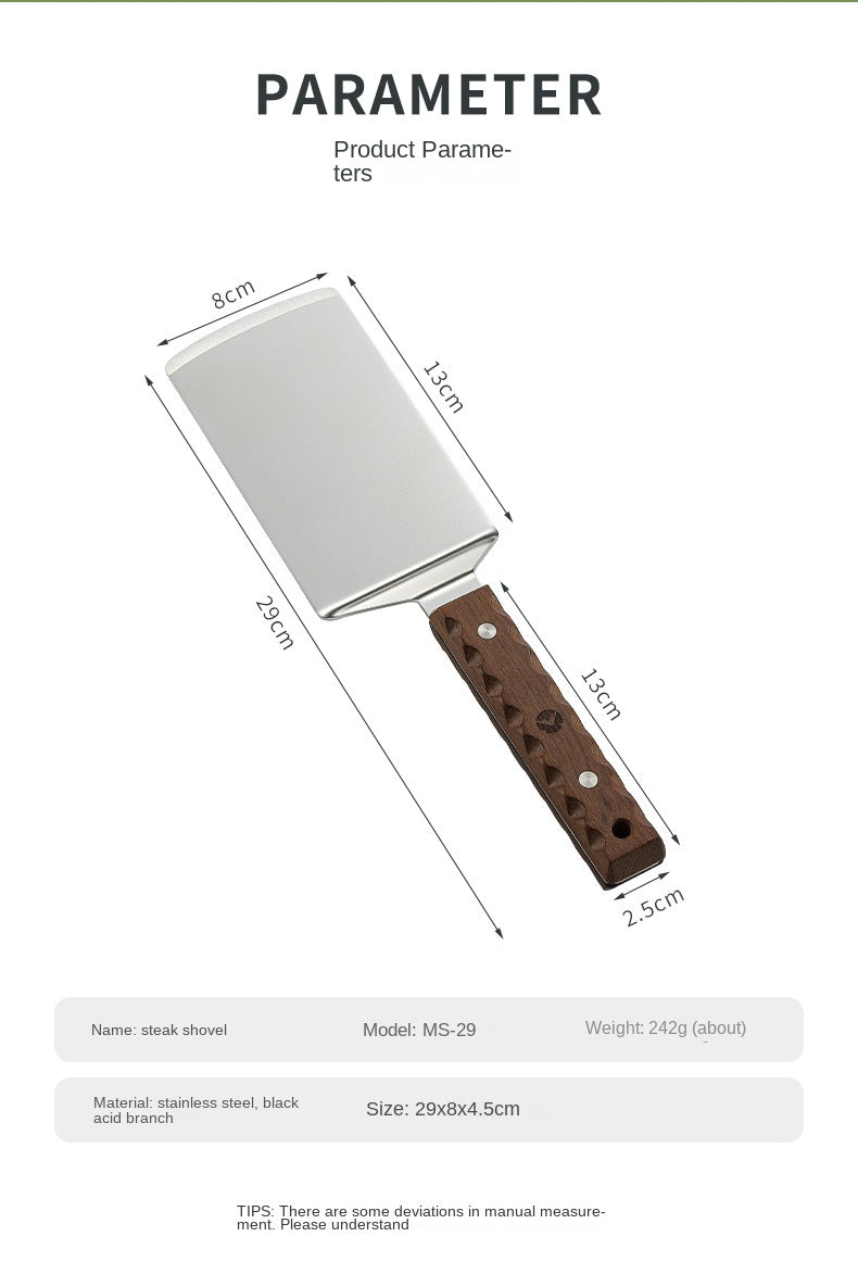 Campingmoon MS-29 Multifunctional Steak Shovel Outdoor Portable Ultralight Multipurpose Cooking Spatula Stainless Steel Solid Wood Handle Utensil