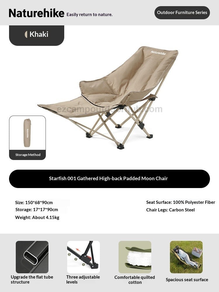 Naturehike SEA STAR 001 Reclining Chair High Back Moon Chair 3 Adjustable Level Cotton Filled Foam Padded Relax 150kg Max Load Outdoor Camping