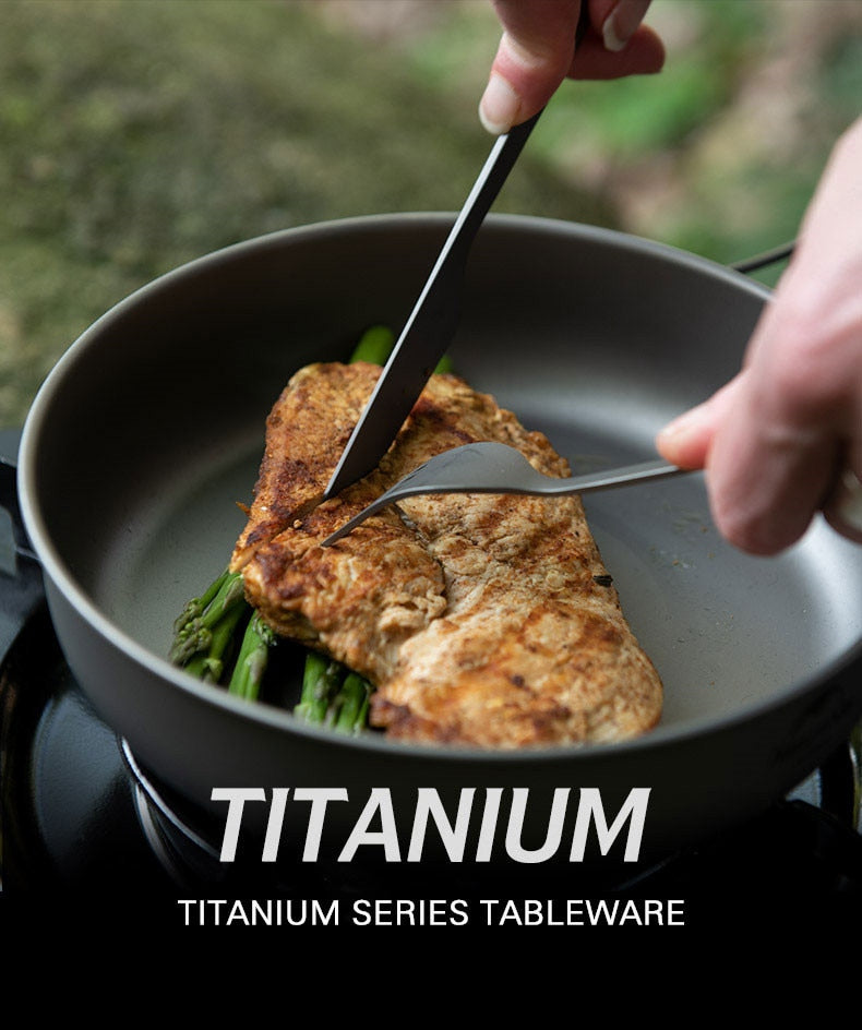 Naturehike Ultralight Titanium Tableware Set Portable Ultralight Spoon Fork Knife 3 in 1 or Piece Set Pack Camping Hiking Outdoor Picnic Beach Travel Dinnerware Heavy Duty Original Nature Hike