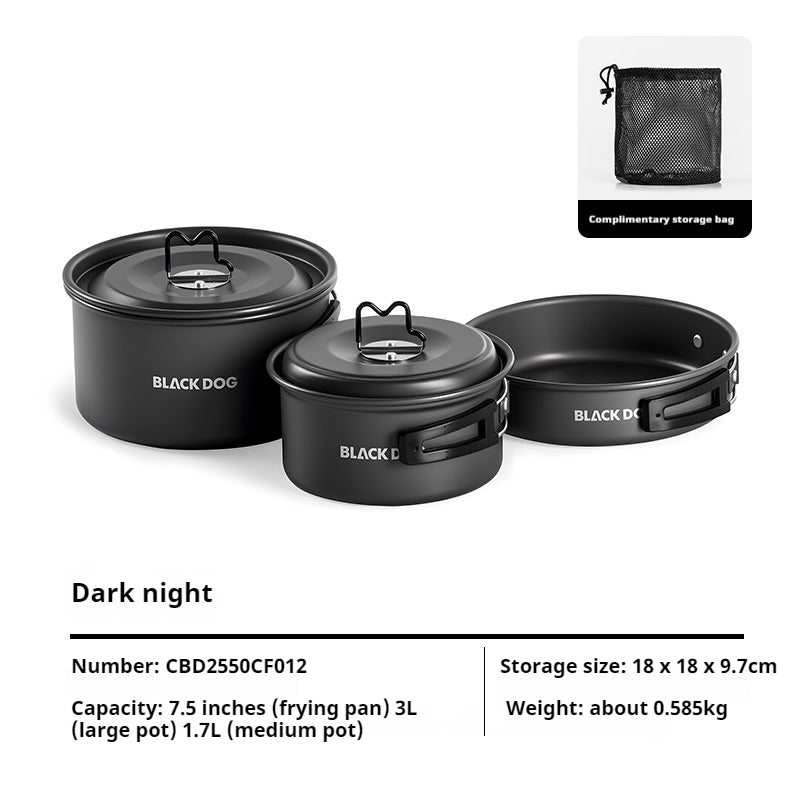 Blackdog Camping Cookware Set Portable Lightweight Multipurpose Cooking Aluminum Alloy Large Capacity Frying Pan Water Pot Storage Tableware Kitchenware