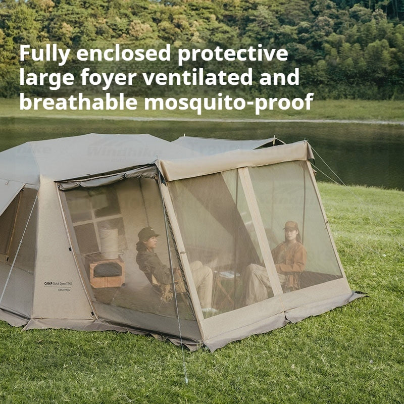 Naturehike VILLAGE 13 Automatic Tent Gen 2 Flagship Edition Upgraded Automatic Tent 4P Family Travel 150D Titanium Vinyl Pop Up Cabin