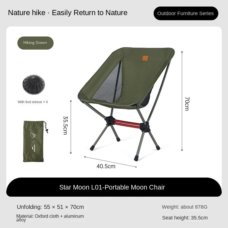 Naturehike STELLALUNA L01 L02 Small Large Portable Outdoor Camping Ultralight Folding Moon Chair 120kg Max Load Aluminum Alloy Hiking Travel Foldable
