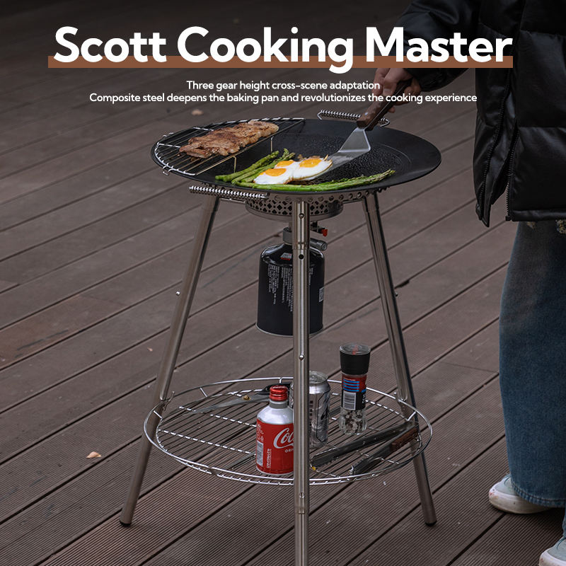 Campingmoon GR Series Skottle Grill Portable Lightweight Party BBQ Griller Standing Grill Butane Gas Stove Tripod Courtyard Outdoor Camping