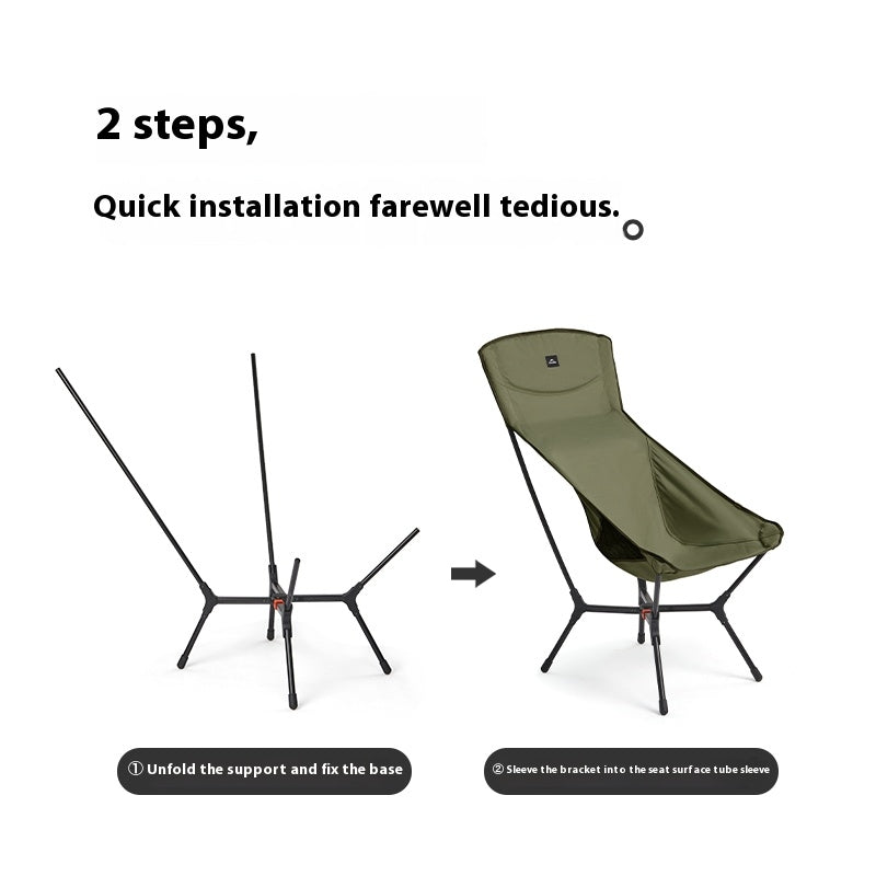 Naturehike YL01 Lightweight Chair Portable Camping Moon Chair Quick Open Wide Seats Load Bearing 150kg X-Type Mechanical Structure Folding Outdoor Chair