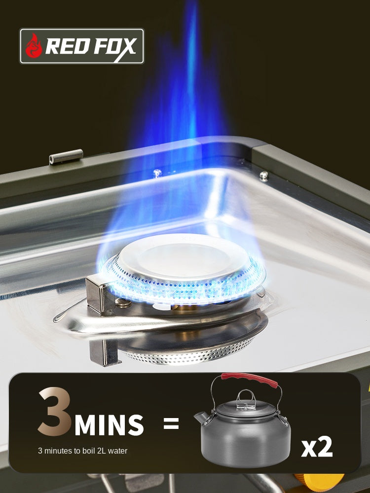 Redfox FIREFOX PRO Double Stove Portable Foldable Premium Split Dual Butane Canister Cassette Stove With Windshield Outdoor Camping Aluminum Alloy