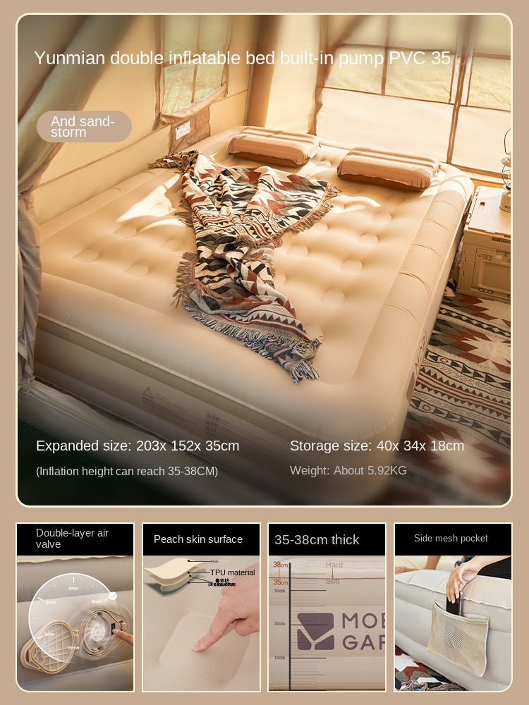 Mobi Garden Automatic Inflatable Mattress Outdoor Integrated Self-Inflating Tent Sleeping Heightened Air Cushion Bed Pad Built-in Electric Pump