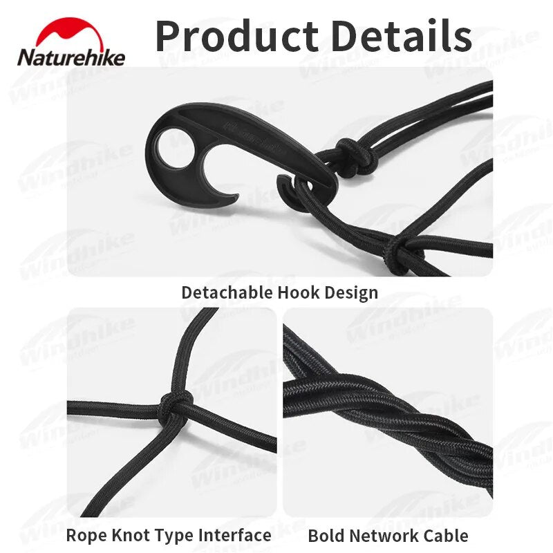 Naturehike Trolley Elastic Net Mesh Pocket 8 Hook Design High Elasticity Cart Wagon Harness Ultralight 557g Car Trunk Rubber Net with Storage Bag