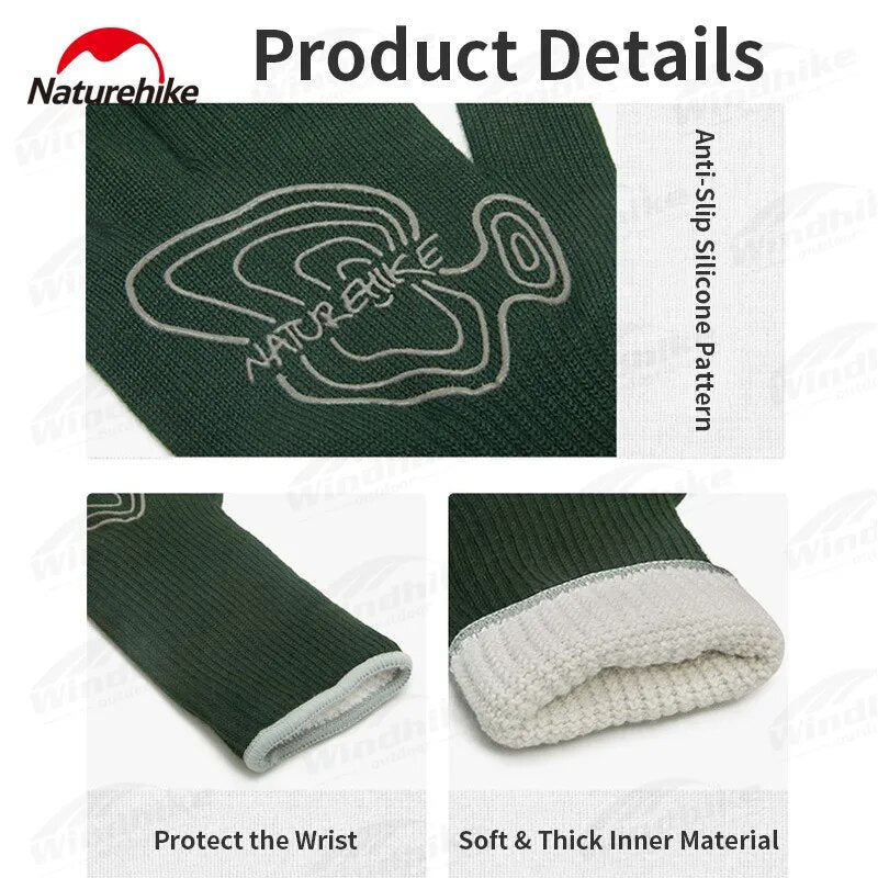 Naturehike Aramid Pattern Flame Retardant Gloves Outdoor Oven Glove Portable Ultralight Thickened Heat-Resistant Non-Slip Fabric Work Gloves Camping