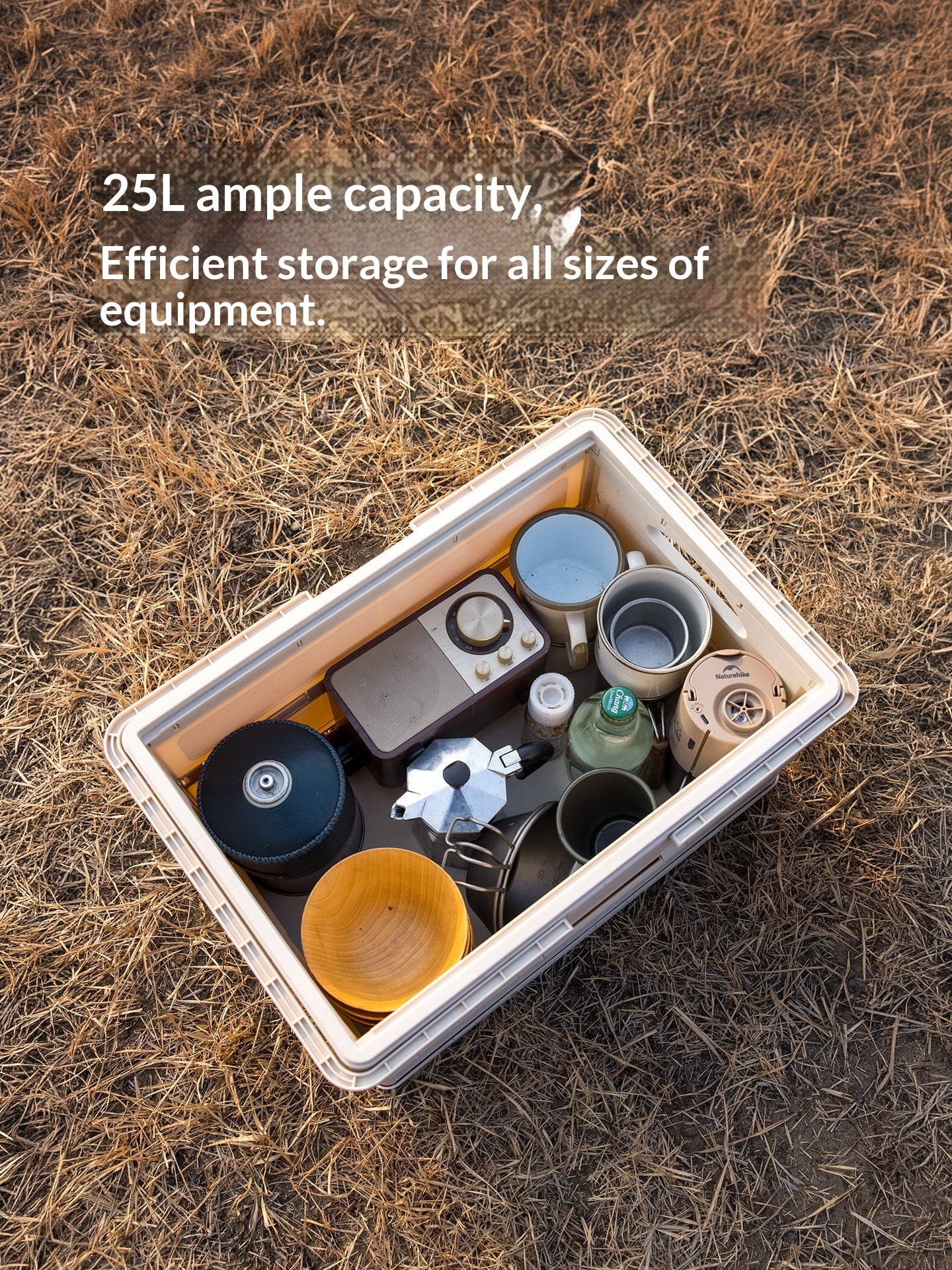 Naturehike LING YUE R Collapsible Storage Box 25L Stackable PP Basket Storage Container With Wood Table Board Outdoor Camping Equipment Utensil