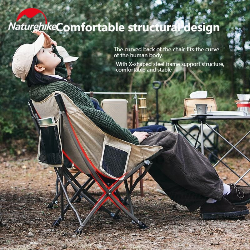 Naturehike STAR MOON Series T02J Camping Portable Folding Moon Chair 120kg Max Load Outdoor Foldable with Storage Bag Upgraded Version STELLALUNA YL04