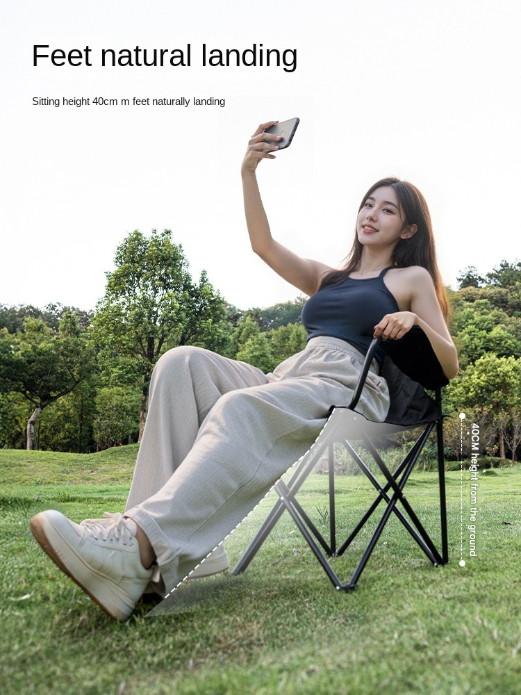 Blackdog ZEN Folding Chair Portable Lightweight Foldable Lounge Moon Chair With Arm Rest 180kg Max Load Light Outdoor Camping Travel