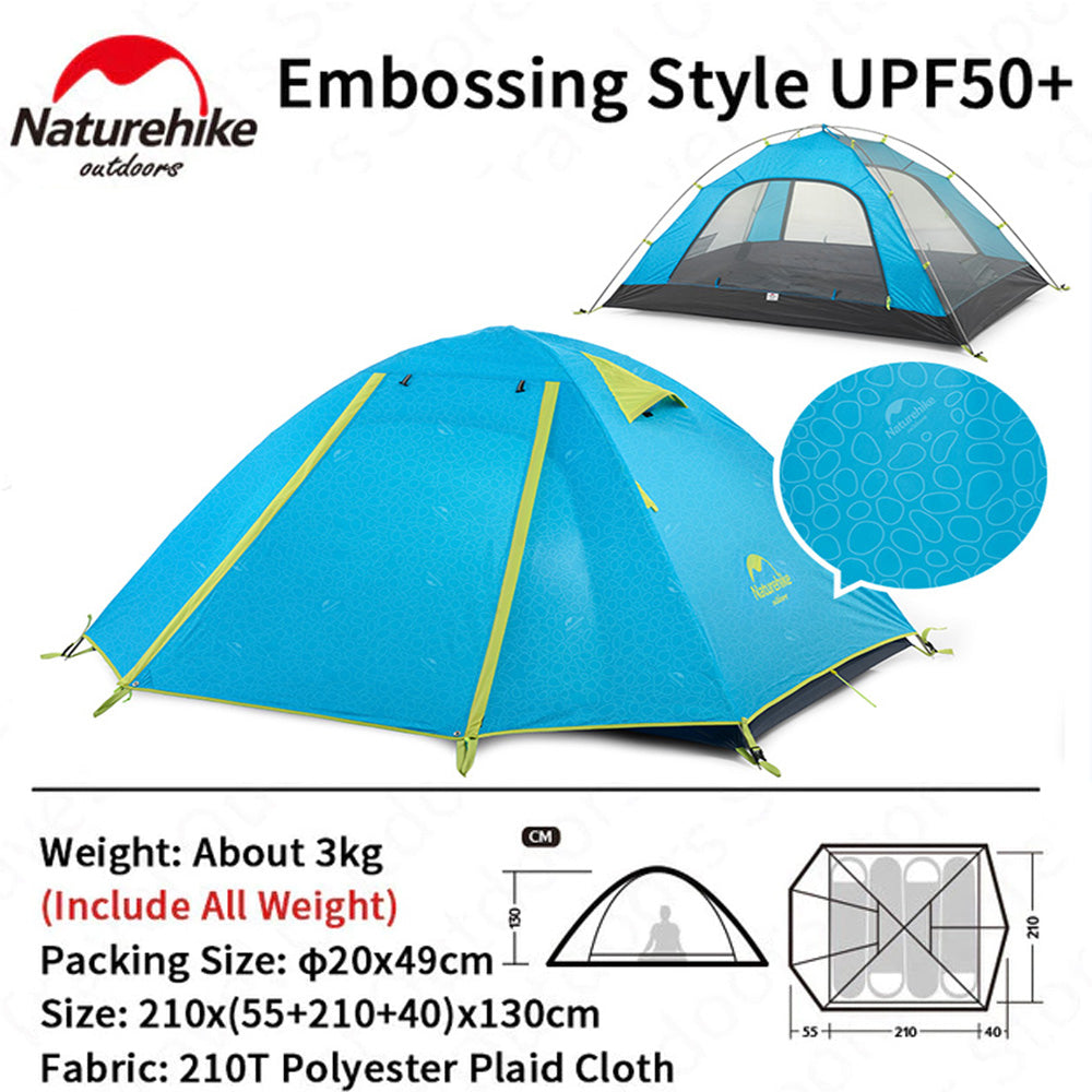 Naturehike 2 3 4 Person P-Series UPF50+ Outdoor Camping Tent Waterproof Windproof Portable Camp Heavy Duty Lightweight Camp Shelter for Nature Hike P Series Professional Hiking Backpacking