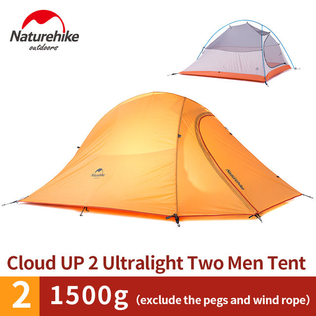 Naturehike Cloud Up Series 1 2 3 Person Portable Ultralight Weight Outdoor Camping Hiking Cycling Waterproof 3 Season Camp Tent in 210T 20D Upgraded