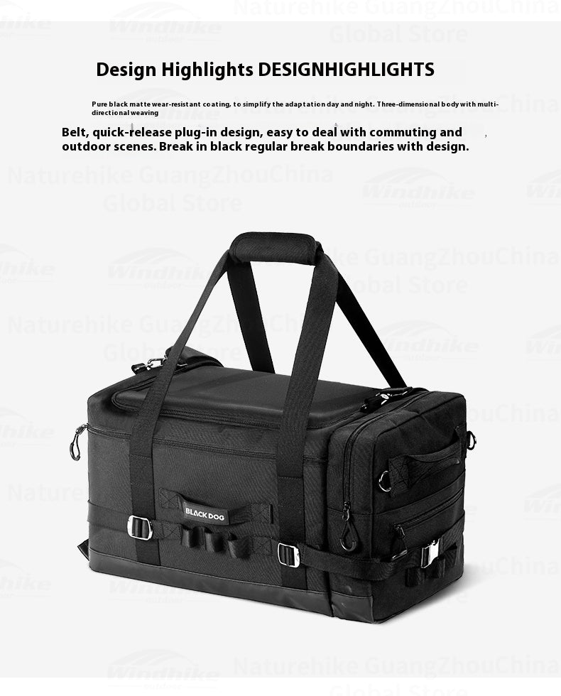 Blackdog WORLD Outdoor Travel Bag Portable Foldable Multipurpose Large Capacity Storage Bag Mounted Webbing Design Removable Shoulder Strap Divider