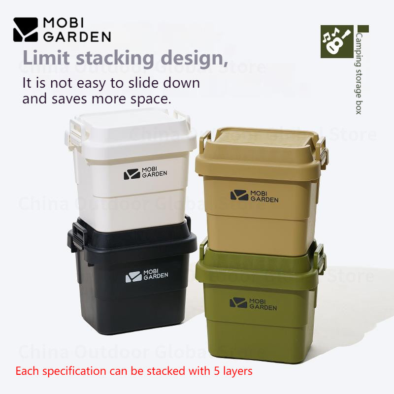 MOBI GARDEN Hard Storage Box Outdoor 22L/50L/50L PRO Large Capacity Portable Storage Bags Food Grade PP Material Box Table Stackable Camping Hiking Beach Picnic Travel Heavy Duty Original MobiGarden