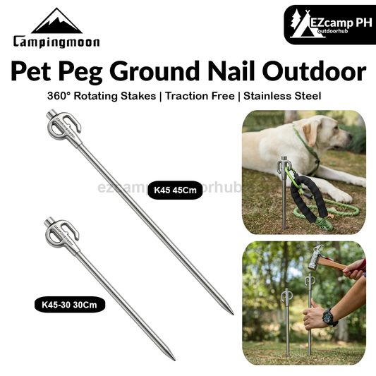 Campingmoon Pet Peg Ground Nail Outdoor Portable Ultralight Camping 30/45 cm Stainless Steel 360 Rotating Stakes Dog Leash Tether Pile K45 K45-30