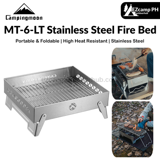 Campingmoon MT-6-LT Stainless Steel Fire Bed Portable Multipurpose Firewood Bonfire Charcoal BBQ Grill Tabletop Burning Platform Outdoor Camping