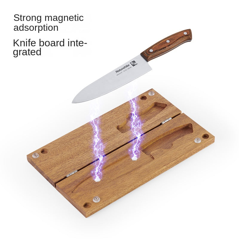 Naturehike Portable Kitchen Knife Chopping Board Set Magnetic Stainless Steel Knife Outdoor Travel Multifunctional Cookware Foldable Storage Design