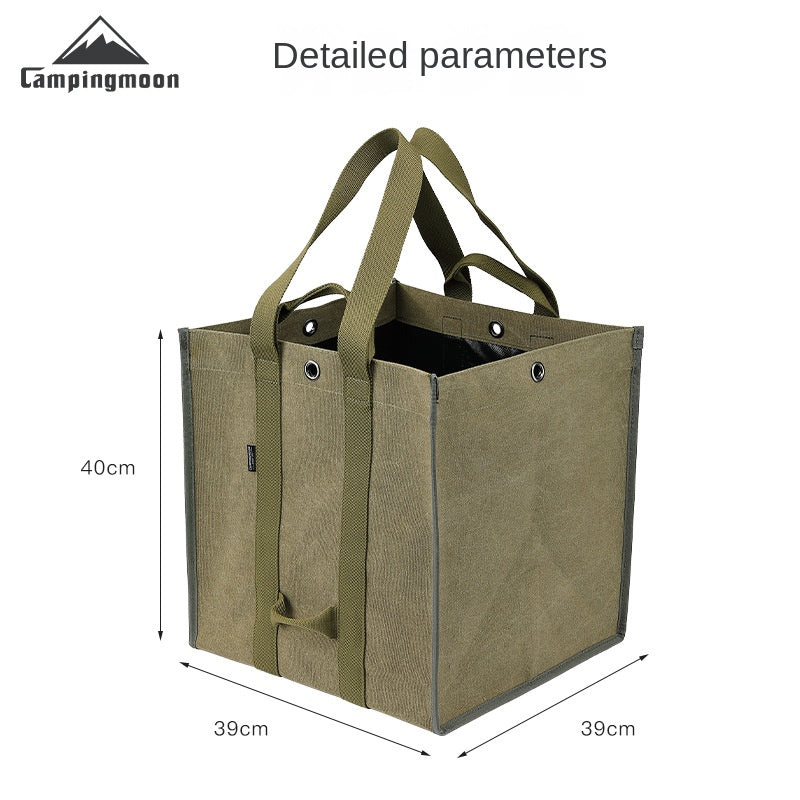 Campingmoon BC-400 Large Canvas Firewood Bag Portable Foldable Carrying Storage Bag Outdoor Camping Equipment Tools Utensils Fire Wood Bag Heavy Duty
