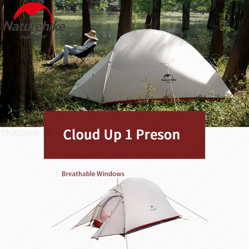 Naturehike Cloud Up Series 1 2 3 Person Portable Ultralight Weight Outdoor Camping Hiking Cycling Waterproof 3 Season Camp Tent in 210T 20D Upgraded