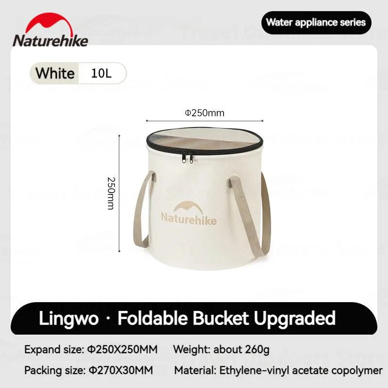 Naturehike 10L/20L Collapsible Water Bucket EVA Food Grade Round Storage Container Box Foldable Outdoor Camping Waterproof Drinks Ice Fruits Wash Basin Portable Folding Basket with Cover Nature Hike