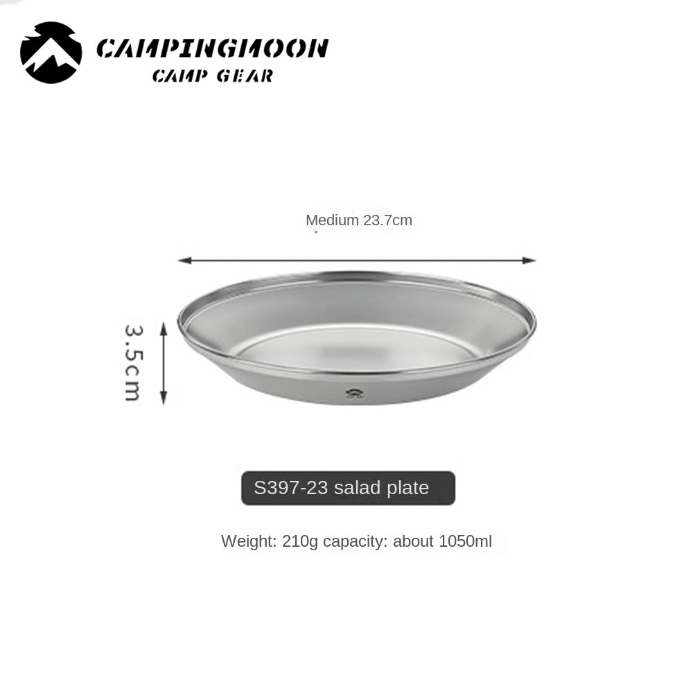 Campingmoon S397 Series Dish Plate Set Stainless Steel Tableware Anti-Corrosion Outdoor Camping Sold Set Or Per Piece With Optional Storage Bag