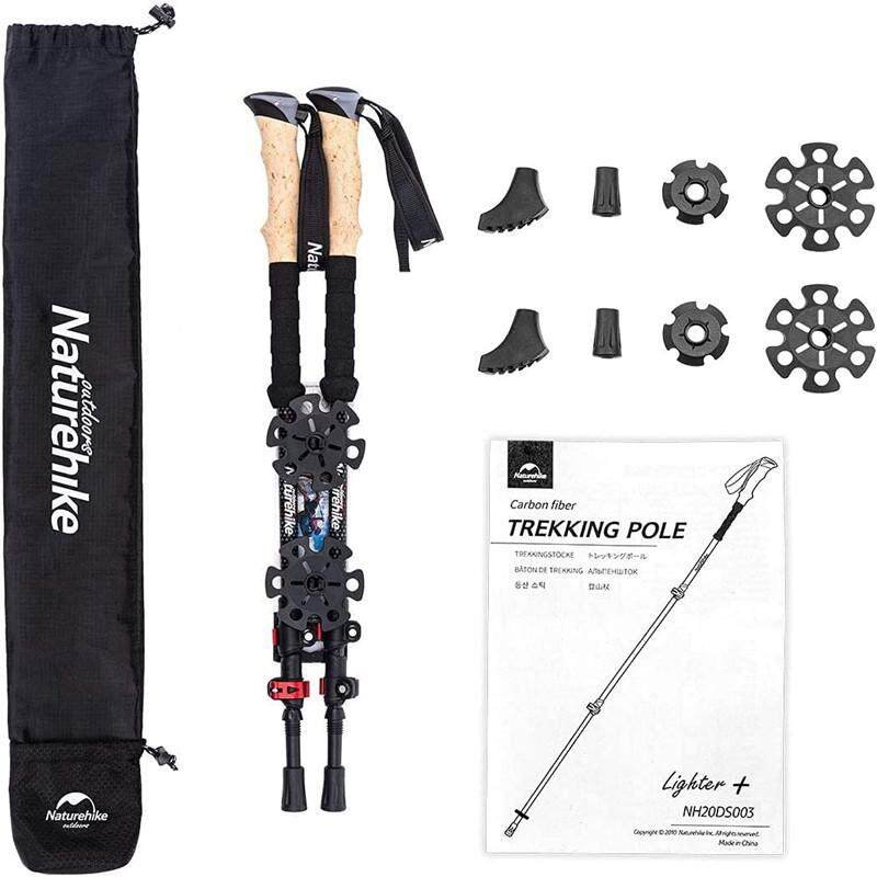 Naturehike FAR WIND Series Carbon Fiber Trekking Pole Telescopic Cork Handle Stick Trek Walking Light Weight Walk Rod Pole Men Woman Folding Equipment