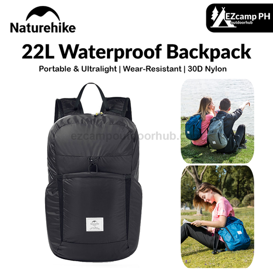 Naturehike 22L Waterproof Backpack Foldable Unisex Backpack Large Capacity Bag Soft And Breathable Wear Resistant Outdoor Camping Travel Hiking Bag