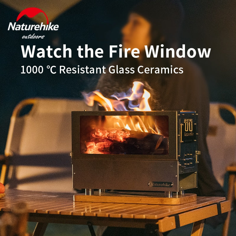 Naturehike Desktop Firewood Stove Outdoor Portable Lightweight Tabletop Wood Furnance Bushcraft Fire Wood Burner 304 Stainless Steel Outdoor Hiking Beach Travel Heavy Duty Original Nature Hike