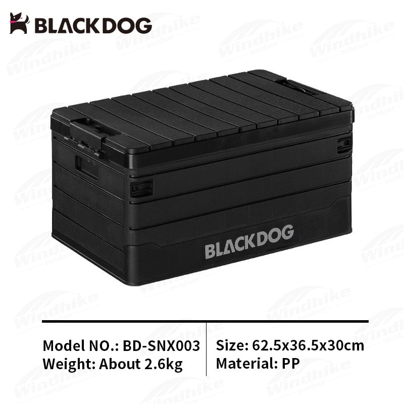 BLACKDOG PP Foldable Storage Box Portable 60L Capacity Collapsible Camping Container Outdoor With Tabletop Board Hiking Picnic Beach Travel Heavy Duty Original Black Dog