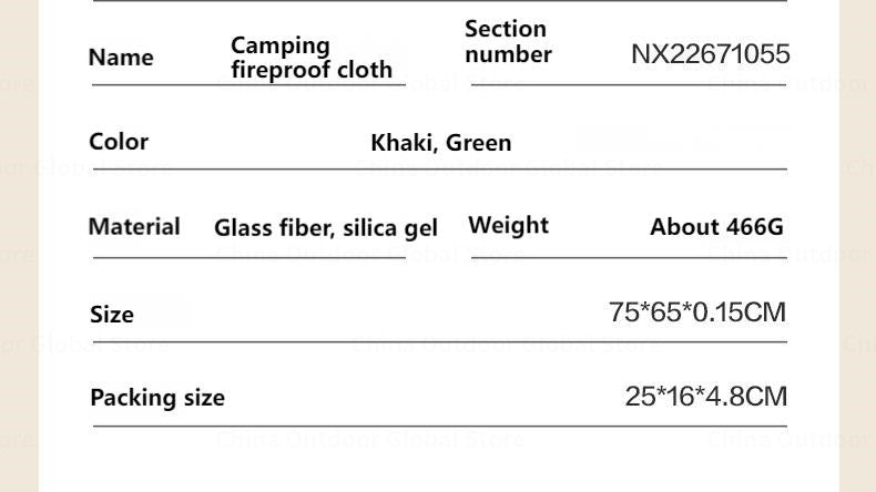 MOBI GARDEN Camping Fireproof Cloth Portable Multipurpose Silicone Coated Hexagon Flame Retardant Floor Mat 250℃ High Temperature Resistance Mattress