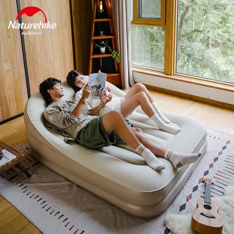 Naturehike LANYUE Automatic Air Inflatable Lazy Sofa Bed Camping Portable Ultralight Sleeping Pad Mattress Bed Built-in Electric Pump 300kg Max Load