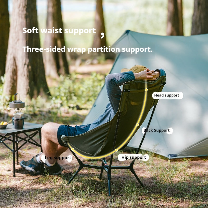 Naturehike YL01 Lightweight Chair Portable Camping Moon Chair Quick Open Wide Seats Load Bearing 150kg X-Type Mechanical Structure Folding Outdoor Chair