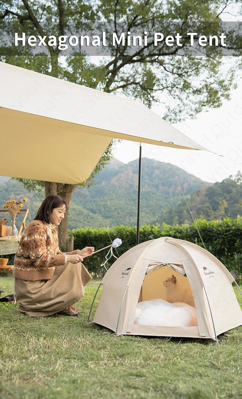 Naturehike Hexagonal Mini Pet Tent Portable Ultralight Cat Camping House Breathable Cotton Cloth Waterproof Outdoor 4 Season Cat Nest 1 Door 2 Window