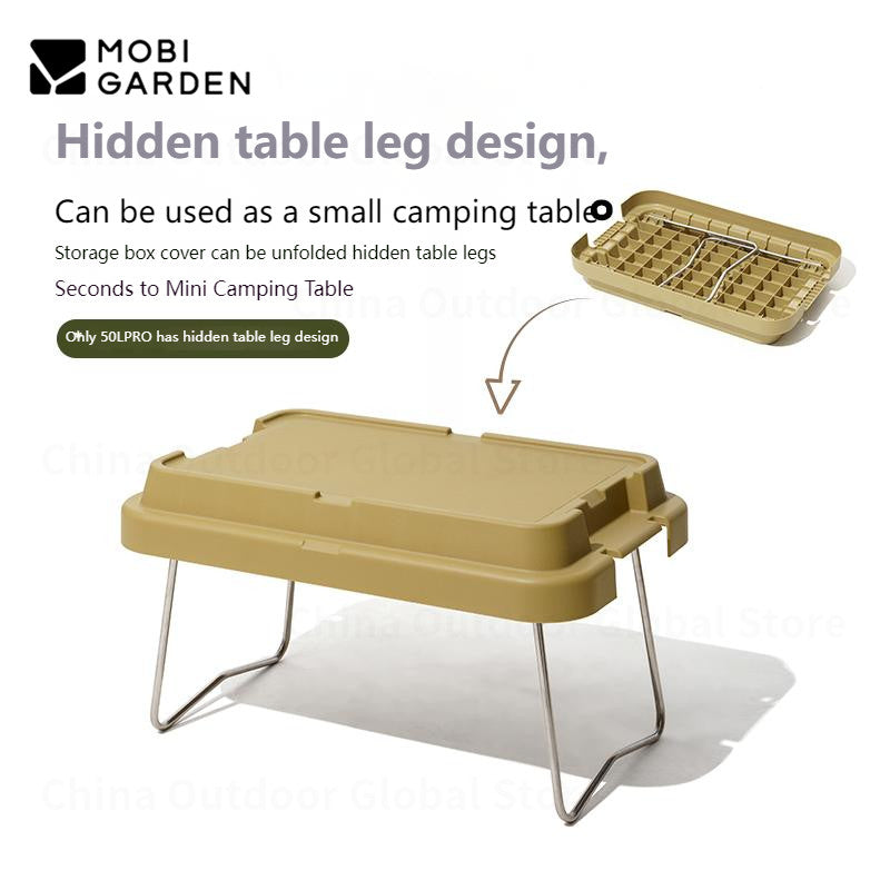 MOBI GARDEN Hard Storage Box Outdoor 22L/50L/50L PRO Large Capacity Portable Storage Bags Food Grade PP Material Box Table Stackable Camping Hiking Beach Picnic Travel Heavy Duty Original MobiGarden