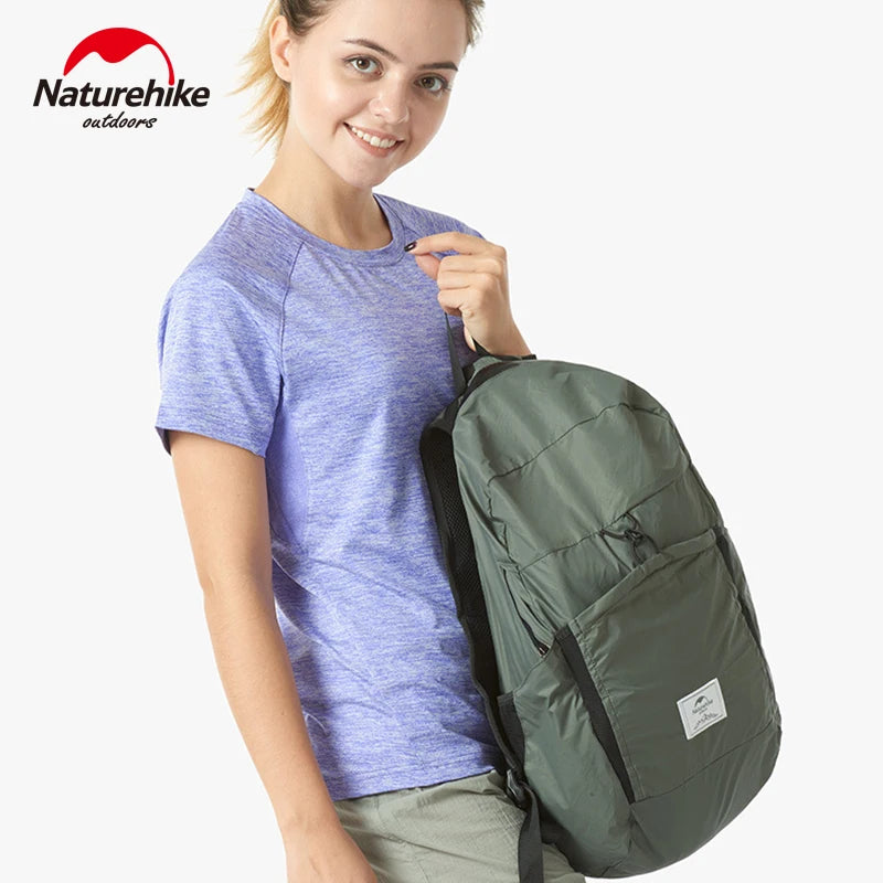 Naturehike 22L Waterproof Backpack Foldable Unisex Backpack Large Capacity Bag Soft And Breathable Wear Resistant Outdoor Camping Travel Hiking Bag