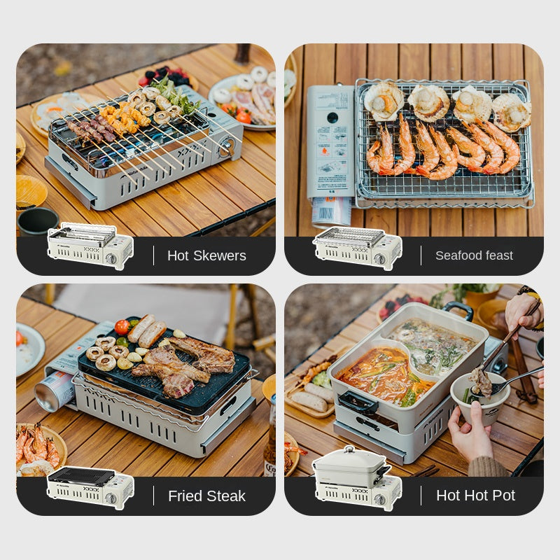 Naturehike WHITE BOAT Series Butane Grill Portable Multifunctional Stove Canister 2.2Kw Fire Power Magnetic Safety Valve Fuel Tank Cassette BBQ Burner