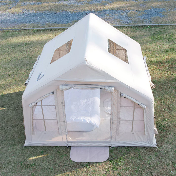 Coody Premium Cabin AIR 8.0 Air Inflatable Tent 4-6 Person 8m² Interior Space Blended Cotton Waterproof Outdoor Camping Black Vinyl Coated Sunscreen Rain Cover