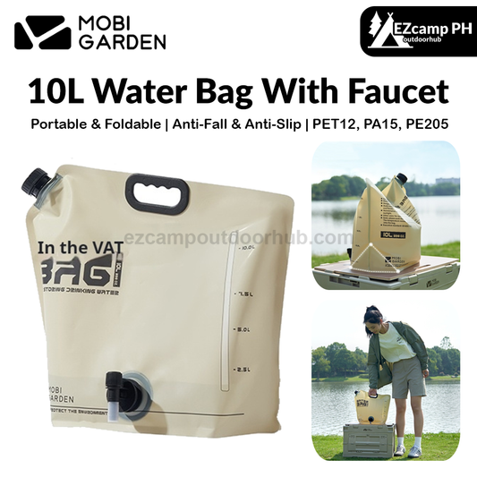 MOBI GARDEN 10L Water Bag With Faucet Portable Foldable Multipurpose Large Capacity Folding Water Container Handle Outdoor for Camping