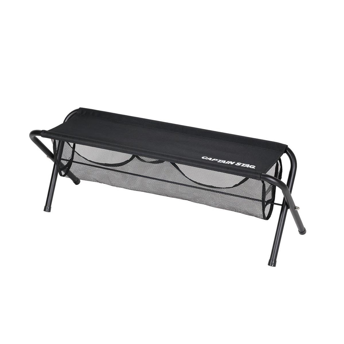 CAPTAIN STAG UC-1828 Black Fodable Bench Portable Folding Double 2 Person Stool Chair With Large Storage Pocket 140kg Max Load Outdoor Camping Seat