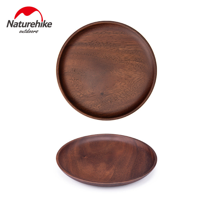Naturehike Solid Wood Dish Plate Outdoor Camping Plate Wooden Round Pan Fruit Dishes Saucer Tea Tray Dessert Dinner Plate Food Container Tableware